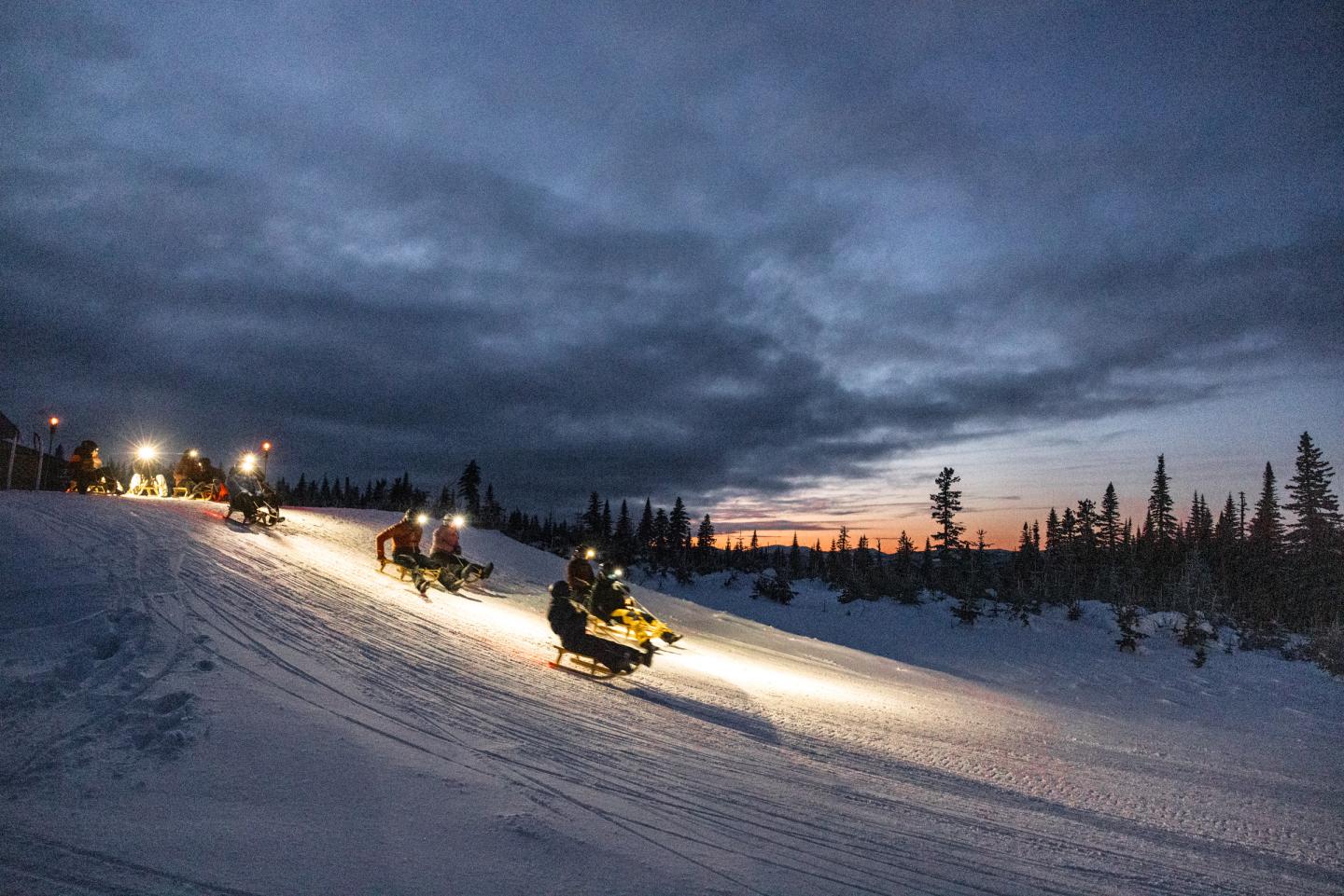 Luge nocturne au Massif de Charlevoix